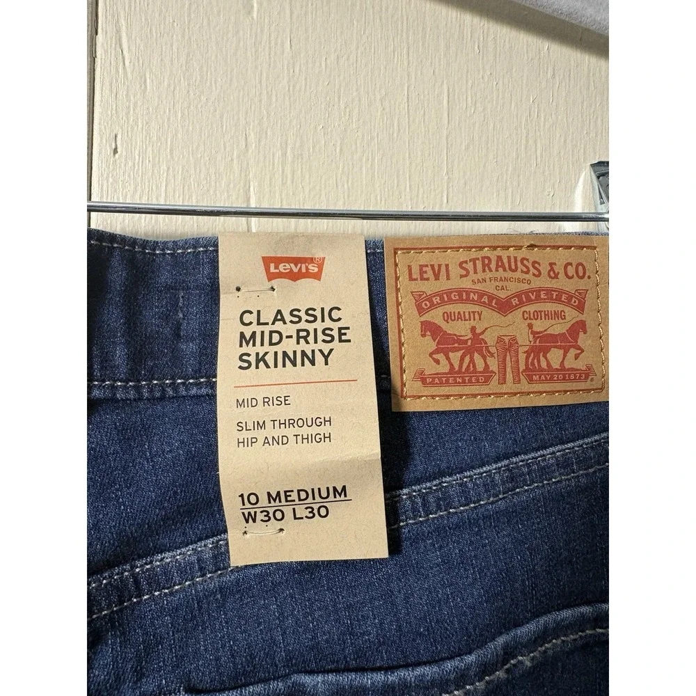Levi's Classic Mid Rise Skinny Jeans Women's 10 Medium W30 L30 Dark Wash